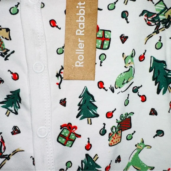 Roller Rabbit Unisex Girls Boys Onesie Christmas Holiday PJ's NWT - Picture 3 of 5
